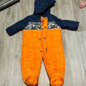 Weatherproof kids orange and navy blue snowsuit